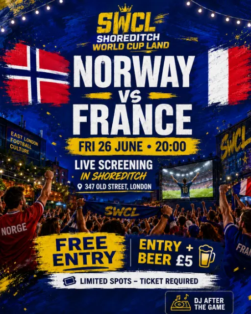 France vs Norway World Cup Live | Free Entry at Shoreditch World Cup Land